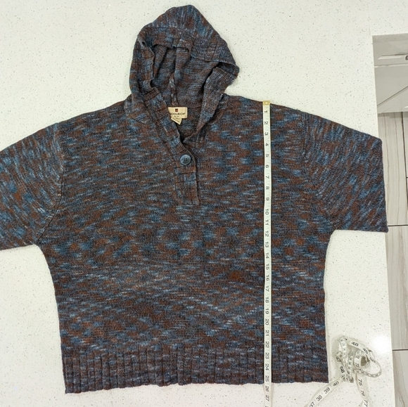 Woolrich Women's Knit Pullover Hooded Sweater Indigo One Button Shawl Neck 2X - Picture 5 of 10